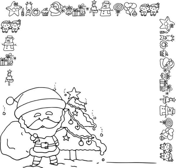 Tarjeta Navidad Con Santa Claus Muñeco Nieve — Archivo Imágenes Vectoriales