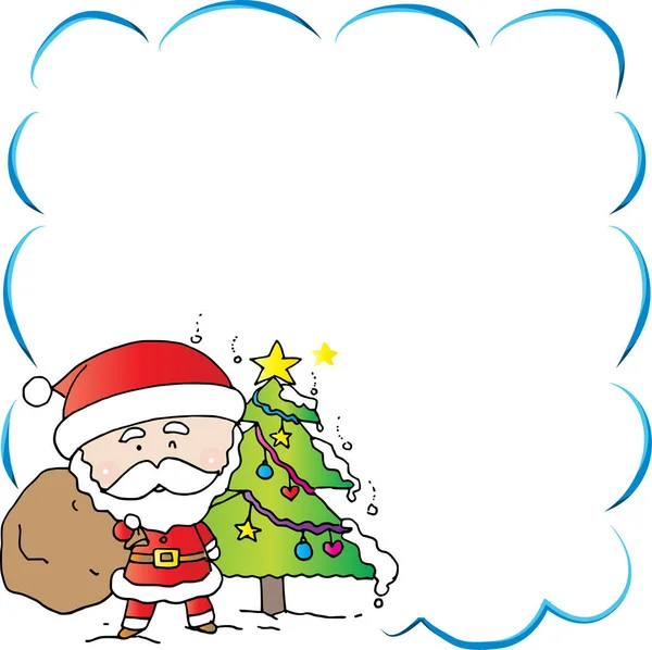 Papai Noel Desenhos Animados Com Árvore Natal — Vetor de Stock