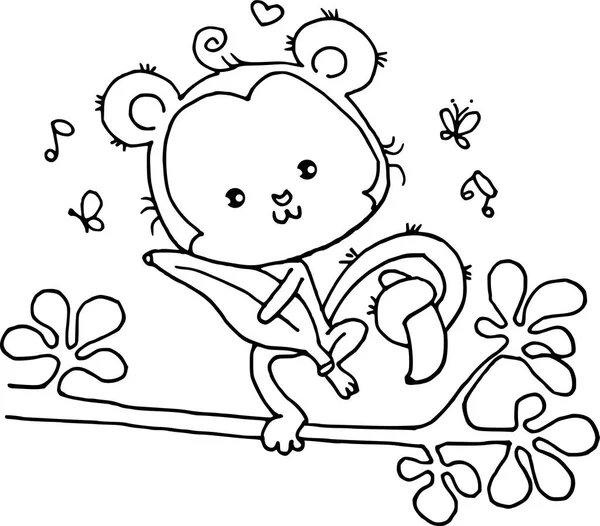 bir maymunun siyah beyaz çizimi 