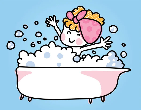 Tatlı bir çizgi film banyosunun vektör çizimi