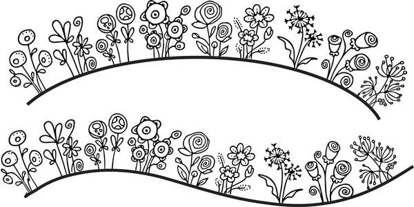 Περίγραμμα Λουλουδιών Λευκό Φόντο Διανυσματική Απεικόνιση — Διανυσματικό Αρχείο