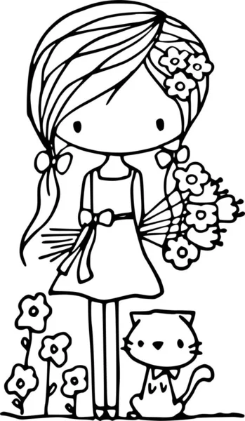 Flower Girl White Background Vector Illustration — Stock Vector