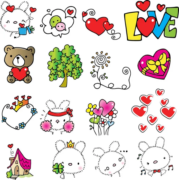 stock vector vector illustration of doodle cute rabbits for Valentine day