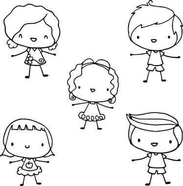 Çizim yapan çocukların vektör çizimi