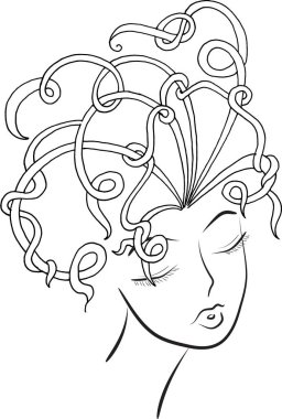 Beyaz arka planda izole edilmiş şirin çizgi film kızı, vektör çizimi 