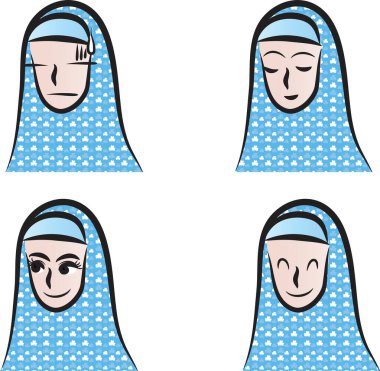 Müslüman kızların portresi. vektör illüstrasyonu