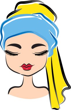 Beyaz arka planda izole edilmiş şirin çizgi film kızı, vektör çizimi 