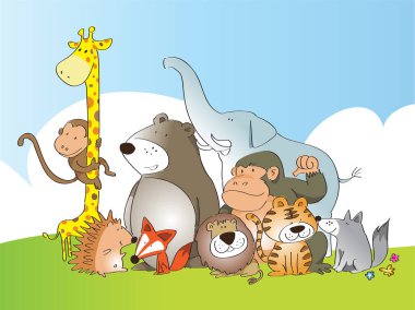 Komik hayvanların vektör çizimi  