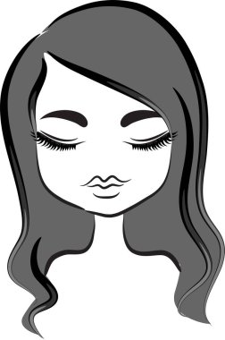 Beyaz arka planda izole edilmiş şirin çizgi film kızı, vektör çizimi 