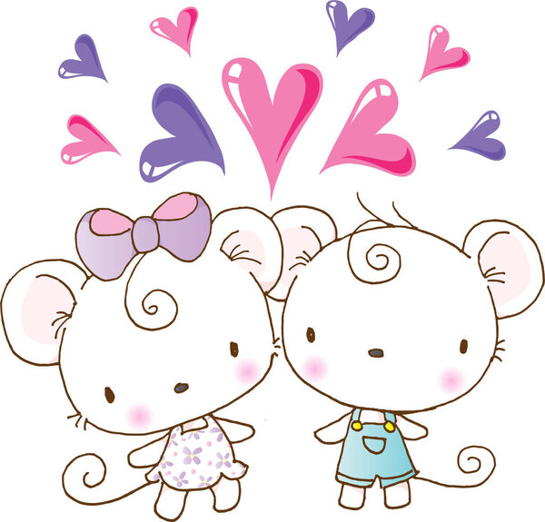 милые мультяшные влюбленные животные