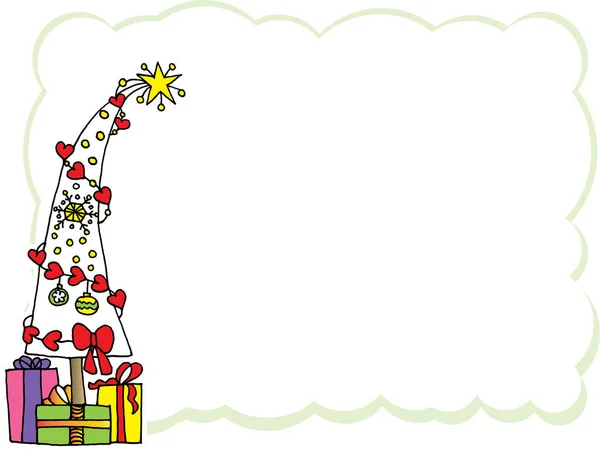 Різдвяна Листівка Подарунками Кульками — стоковий вектор