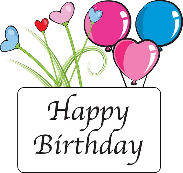 Happy Birthday Card Balloons Text — Stock Vector