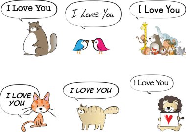 Konuşma baloncuklu çizgi film hayvanları