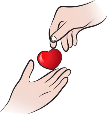 Kalp tutan eller, renkli vektör