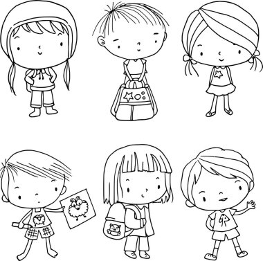 Çizim yapan çocukların vektör çizimi