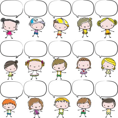 Farklı ifadelerin çizgi film karakterinin vektör çizimi