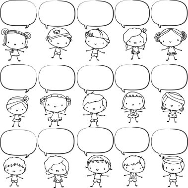 Çizgi film karakterlerinin vektör kümesi