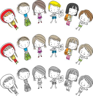 çocuk vektör kümesi çiziyor