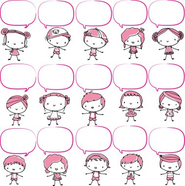 Çizgi film karakterlerinin vektör kümesi