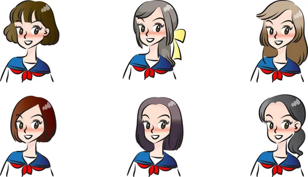 Vector Illustration Cartoon Female Expressions — Stock Vector