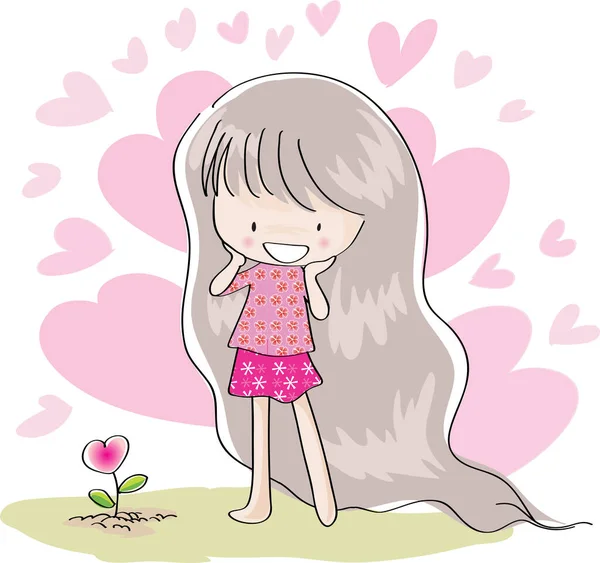 Girl Love Illustration — Stock Vector
