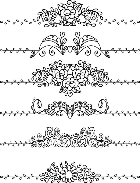 Conjunto Bordes Blanco Negro — Vector de stock