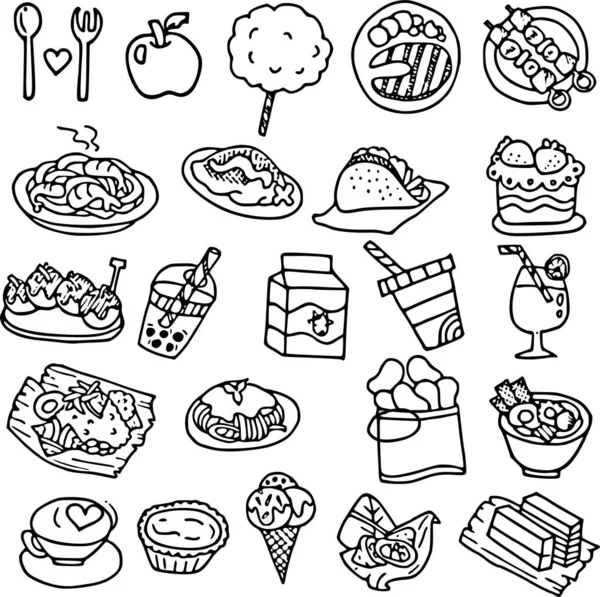 Doodle Food Und Küchenvektor — Stockvektor