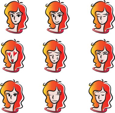 Çizgi film yüzlerinin vektör çizimi