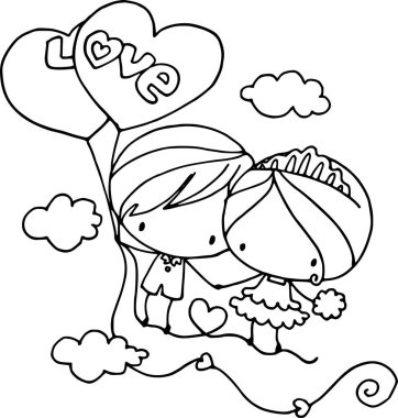 Sevgililer Günü 'nün karikatür çizimi.