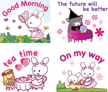 sevimli hayvan ve kedilerin vektör kümesi