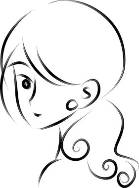Siyah saçlı bir kızın vektör çizimi