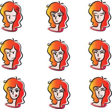 Çizgi film yüzlerinin vektör çizimi