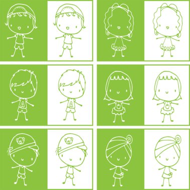 Farklı çizgi film karakterlerinin el çizimleri.