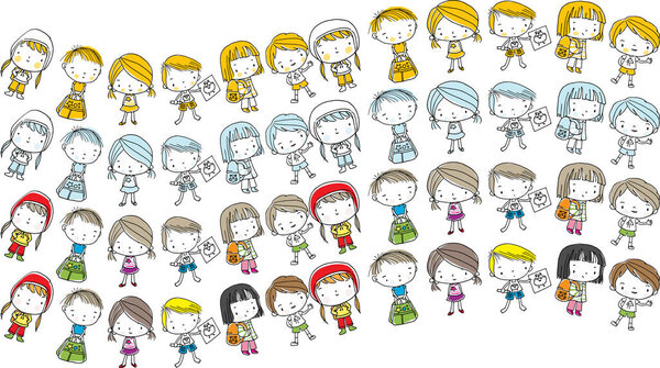 vector illustration of cartoon kids on the white background