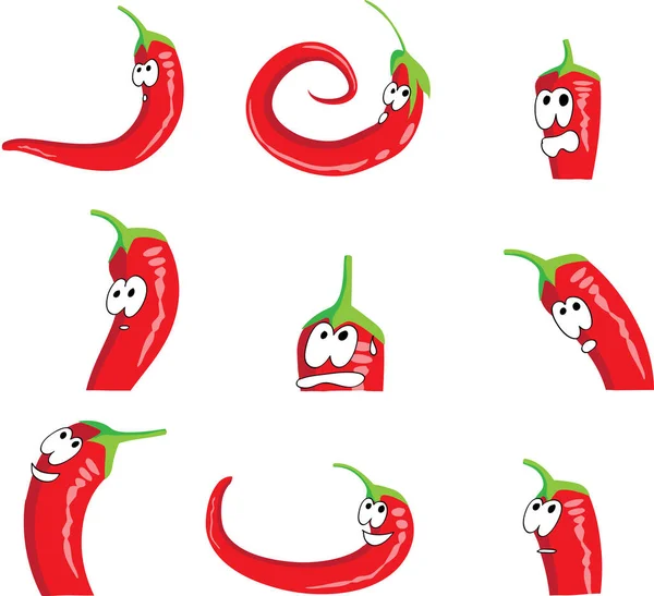 Rode Chili Peper Cartoon Karakter — Stockvector