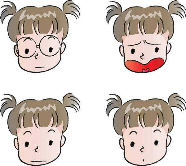 Caras Dibujos Animados Diferentes Expresiones — Vector de stock