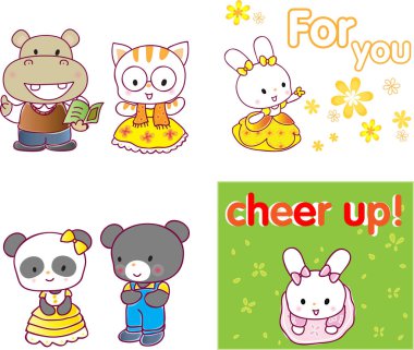 Bir grup şirin kedi ve hayvan.