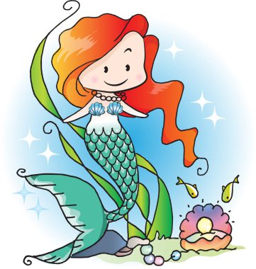 Denizkızı elbiseli bir kız.