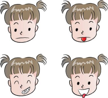 farklı ifadelerin çizgi film yüzleri