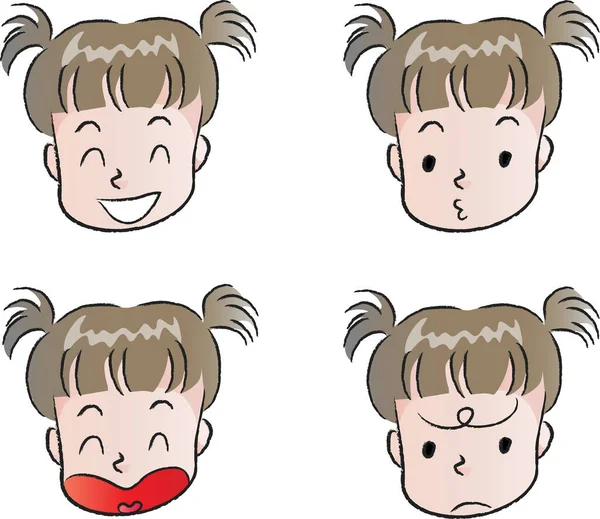 Visages Dessins Animés Expressions Différentes — Image vectorielle