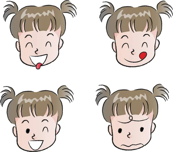 Cartoon Faces Different Expressions — Stock Vector