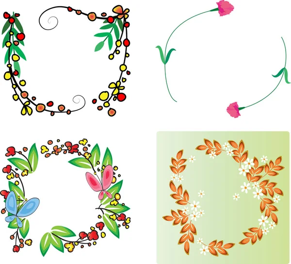 Ensemble Vectoriel Fleurs Plantes — Image vectorielle