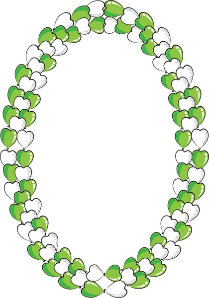 Cadre Feuilles Vertes Fleurs Blanches — Image vectorielle