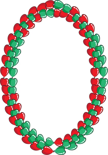 Rahmen Aus Roten Und Grünen Herzen — Stockvektor