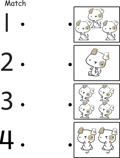 带狗儿童数学教育游戏的卡通画 — 图库矢量图片