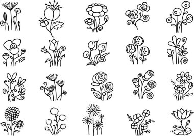 Siyah ve beyaz çiçekler.