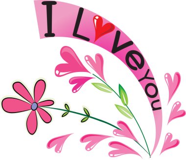 valentine letter with flowers, vector illustration