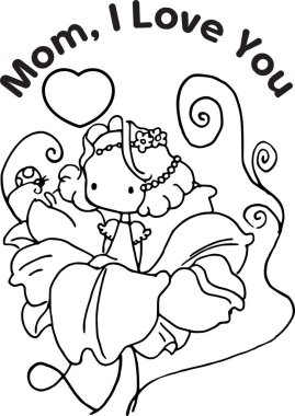 kız siyah beyaz vektör illüstrasyonu