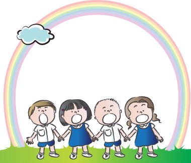 Mutlu ve komik çocuklar, çizgi film vektör çizimi