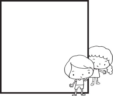 okul yönetim kurulu olan çocukların siyah-beyaz çizimleri